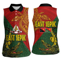 Sepik River Crocodile & Arts Festival Women Sleeveless Polo Shirt Bird-of-paradise Melanesian Tattoo