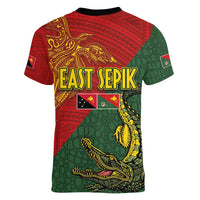 Sepik River Crocodile & Arts Festival Women V-Neck T-Shirt Bird-of-paradise Melanesian Tattoo
