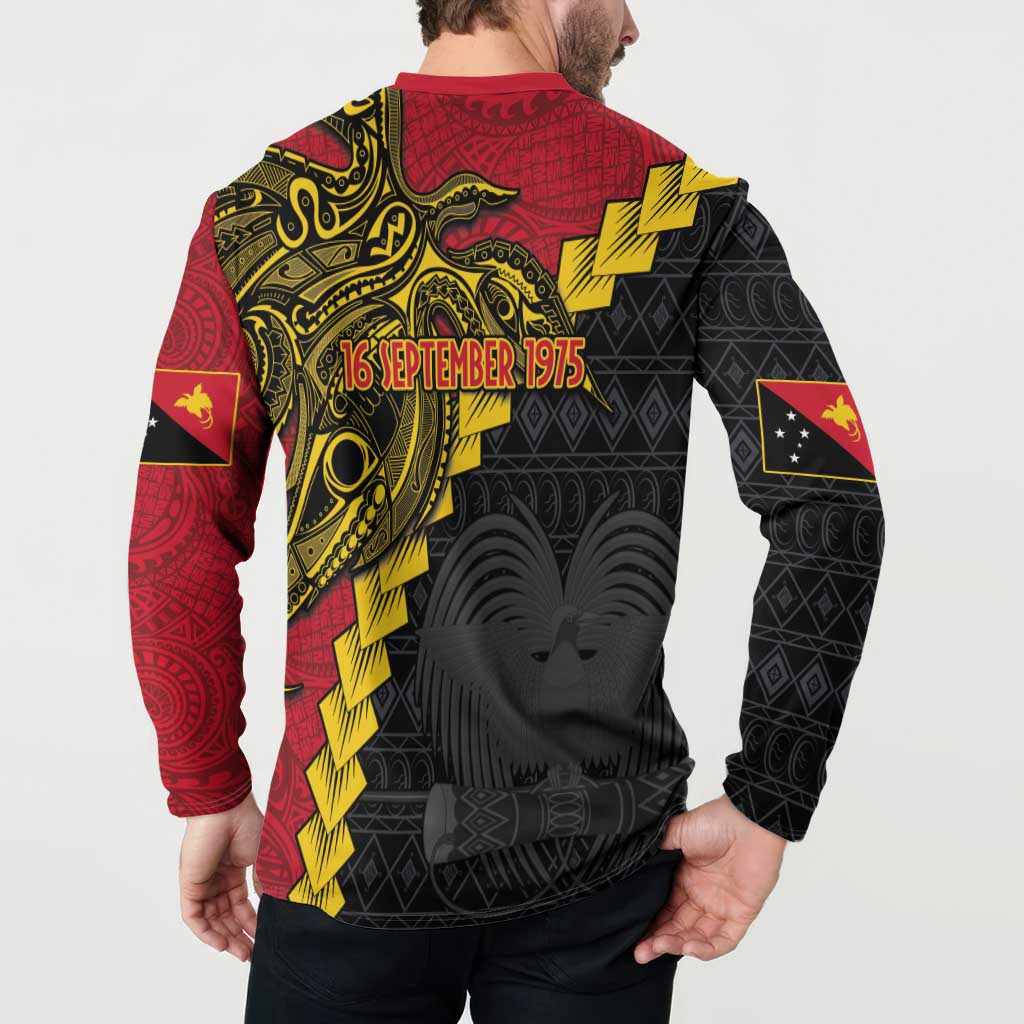 Papua New Guinea Independence Day Button Sweatshirt Bird-of-paradise Melanesian Tattoo