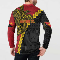 Papua New Guinea Independence Day Button Sweatshirt Bird-of-paradise Melanesian Tattoo