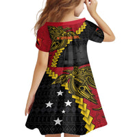 Papua New Guinea Independence Day Family Matching Off The Shoulder Long Sleeve Dress and Hawaiian Shirt Bird-of-paradise Melanesian Tattoo LT03 - Polynesian Pride