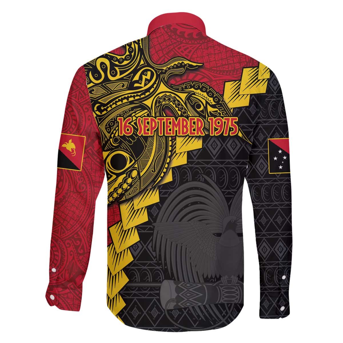 Papua New Guinea Independence Day Family Matching Off Shoulder Short Dress and Hawaiian Shirt Bird-of-paradise Melanesian Tattoo LT03 - Polynesian Pride