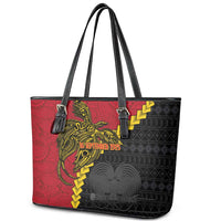 Papua New Guinea Independence Day Leather Tote Bag Bird-of-paradise Melanesian Tattoo