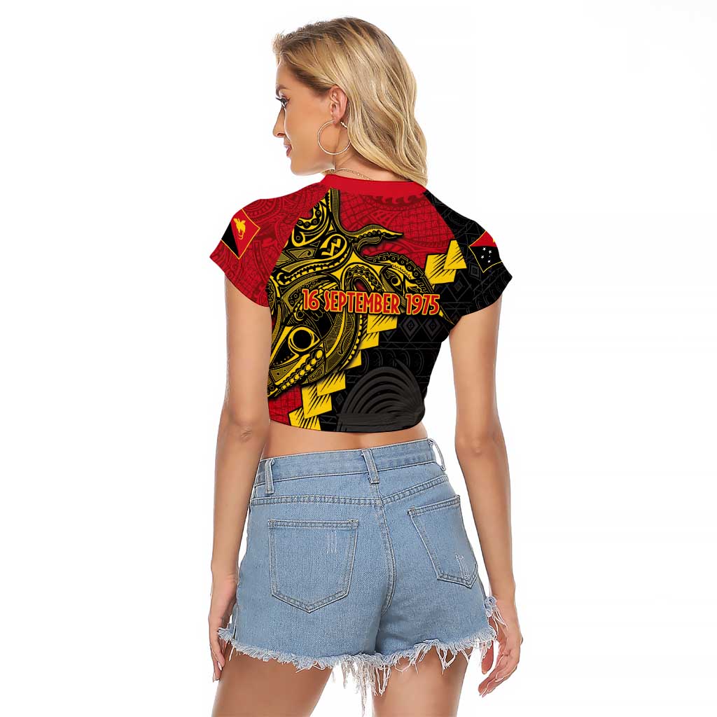 Papua New Guinea Independence Day Raglan Cropped T Shirt Bird-of-paradise Melanesian Tattoo