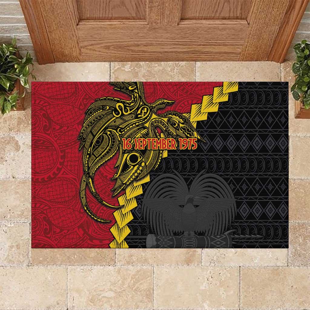 Papua New Guinea Independence Day Rubber Doormat Bird-of-paradise Melanesian Tattoo