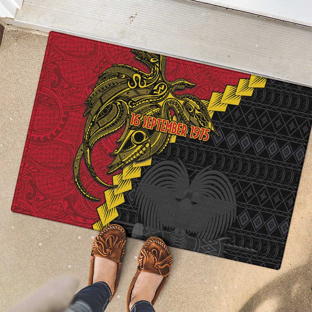 Papua New Guinea Independence Day Rubber Doormat Bird-of-paradise Melanesian Tattoo