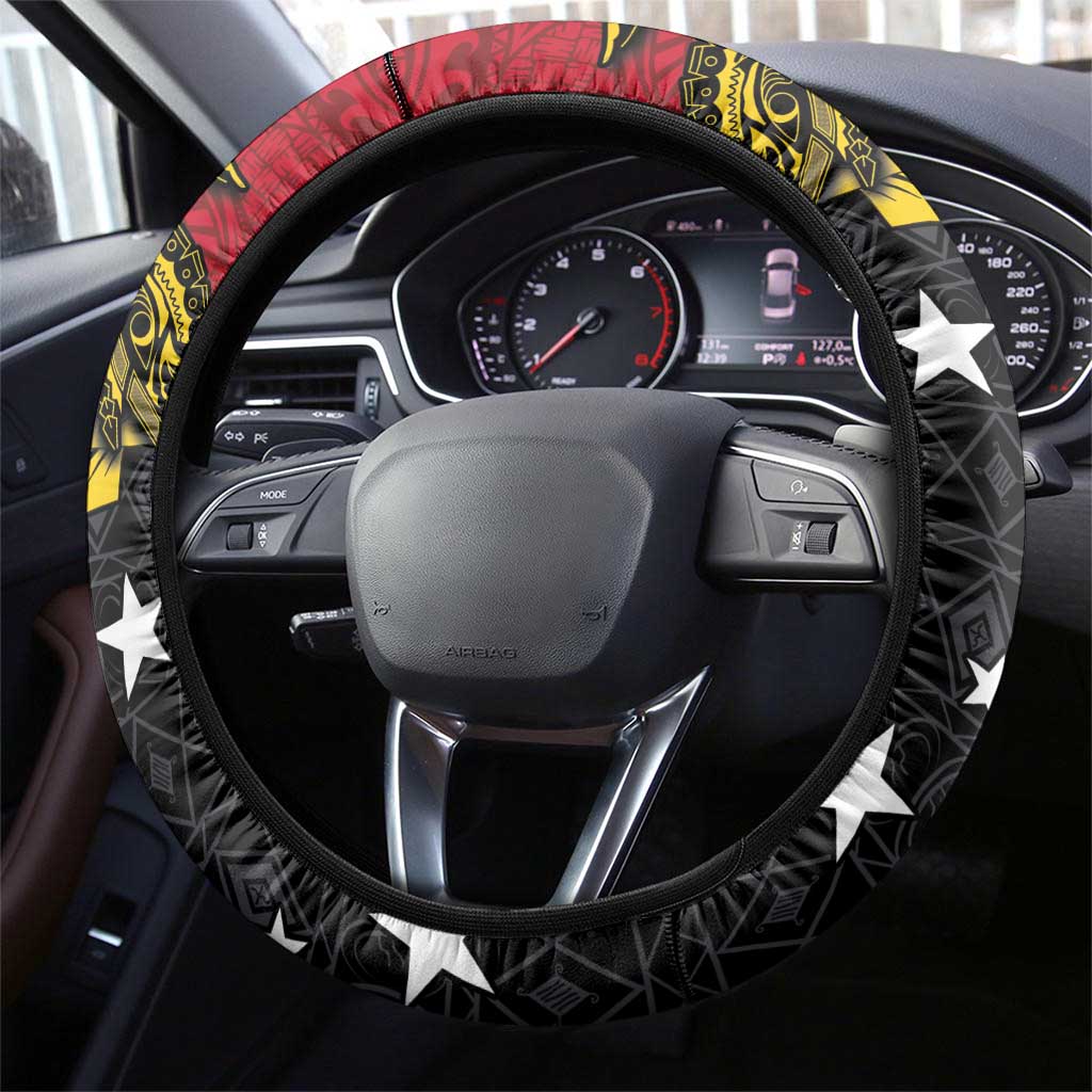 Papua New Guinea Independence Day Steering Wheel Cover Bird-of-paradise Melanesian Tattoo