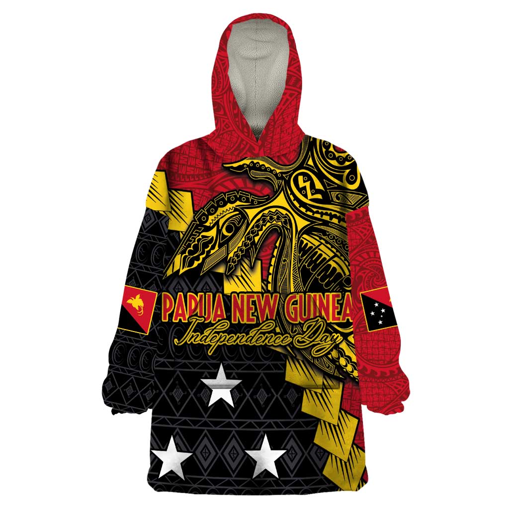 Papua New Guinea Independence Day Wearable Blanket Hoodie Bird-of-paradise Melanesian Tattoo