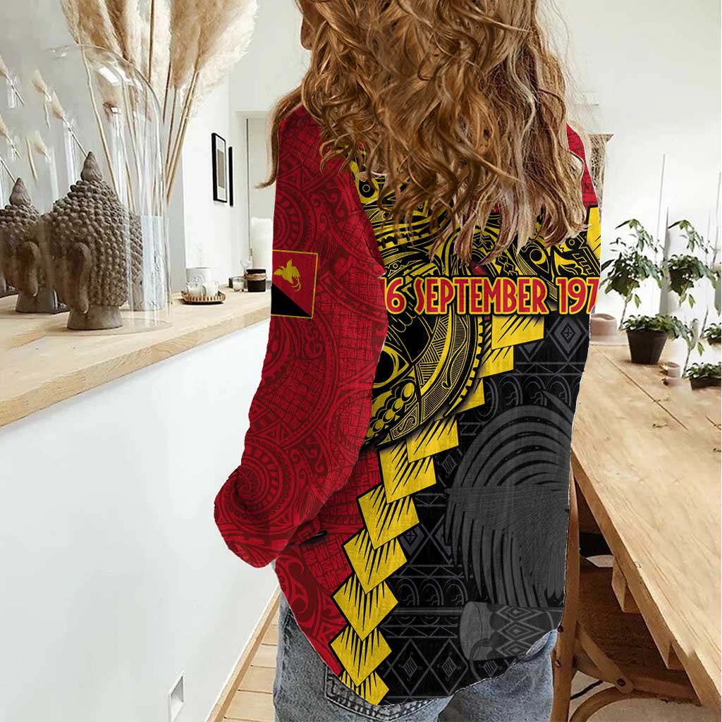 Papua New Guinea Independence Day Women Casual Shirt Bird-of-paradise Melanesian Tattoo