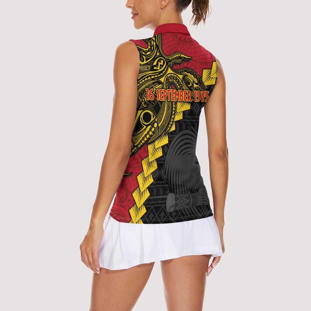 Papua New Guinea Independence Day Women Sleeveless Polo Shirt Bird-of-paradise Melanesian Tattoo