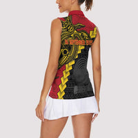 Papua New Guinea Independence Day Women Sleeveless Polo Shirt Bird-of-paradise Melanesian Tattoo