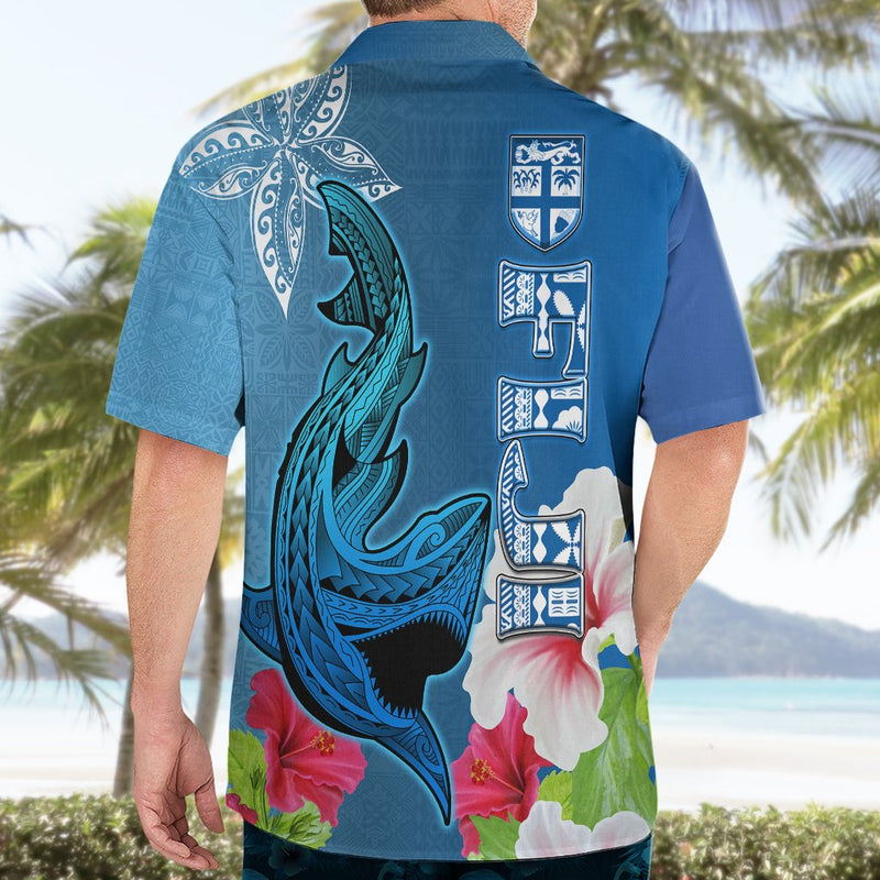 Polynesian Fiji Men Tank Top Shark and Hibiscus Tapa Pattern Purple Version LT03 main image 1