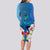 Polynesian Fiji Long Sleeve Bodycon Dress Shark and Hibiscus Tapa Pattern Blue Version LT03 - Polynesian Pride
