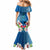 Polynesian Fiji Mermaid Dress Shark and Hibiscus Tapa Pattern Blue Version LT03 - Polynesian Pride