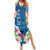 Polynesian Fiji Summer Maxi Dress Shark and Hibiscus Tapa Pattern Blue Version LT03 Women Blue - Polynesian Pride