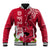 Polynesian Fiji Baseball Jacket Shark and Hibiscus Tapa Pattern Red Version LT03 Unisex Red - Polynesian Pride