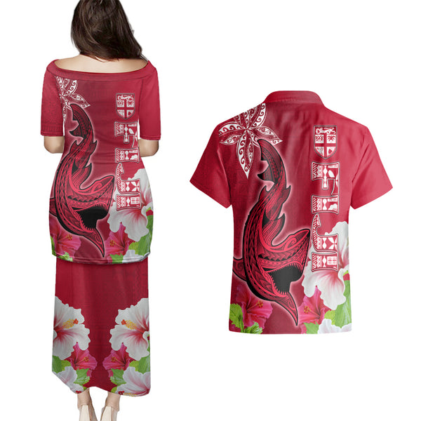 Hawaii Couples Matching Puletasi Dress and Hawaiian Shirt Pray For Maui Hawaiian Plumeria Be Strong Reggae Verison LT14