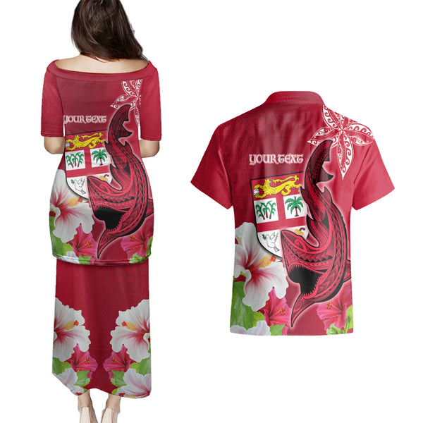 Custom Polynesian Fiji Polo Shirt Shark and Hibiscus Tapa Pattern Red Version LT03 main image 1