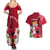 Custom Polynesian Fiji Couples Matching Summer Maxi Dress and Hawaiian Shirt Shark and Hibiscus Tapa Pattern Red Version LT03 - Polynesian Pride