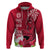 Custom Polynesian Fiji Hoodie Shark and Hibiscus Tapa Pattern Red Version LT03 Pullover Hoodie Red - Polynesian Pride