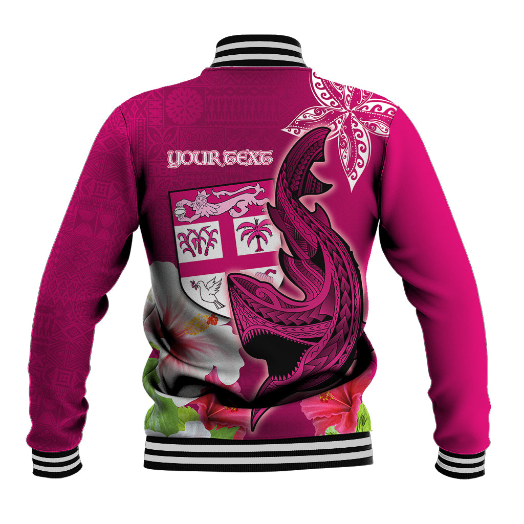 Custom Polynesian Fiji Baseball Jacket Shark and Hibiscus Tapa Pattern Purple Version LT03 - Polynesian Pride