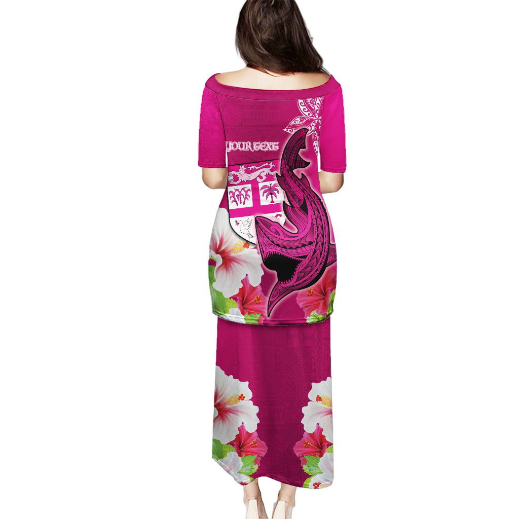 Custom Polynesian Fiji Puletasi Shark and Hibiscus Tapa Pattern Purple Version LT03 - Polynesian Pride