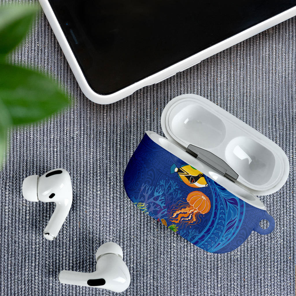 Hawaiian Funny Fruits Sea Animals AirPods Case Mango Reef Triggerfish and Pineapple Turtle and Mandarin Jellyfish