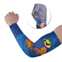 Hawaiian Funny Fruits Sea Animals Arm Sleeves Mango Reef Triggerfish and Pineapple Turtle and Mandarin Jellyfish