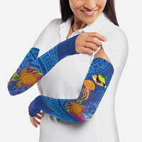 Hawaiian Funny Fruits Sea Animals Arm Sleeves Mango Reef Triggerfish and Pineapple Turtle and Mandarin Jellyfish