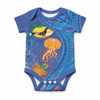 Hawaiian Funny Fruits Sea Animals Baby Onesie Mango Reef Triggerfish and Pineapple Turtle and Mandarin Jellyfish