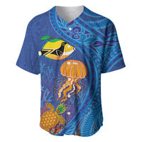 Hawaiian Funny Fruits Sea Animals Baseball Jersey Mango Reef Triggerfish and Pineapple Turtle and Mandarin Jellyfish