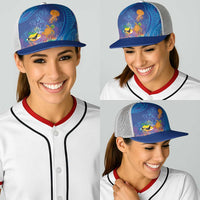 Hawaiian Funny Fruits Sea Animals Baseball Net Cap Mango Reef Triggerfish and Pineapple Turtle and Mandarin Jellyfish