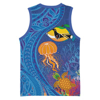Hawaiian Funny Fruits Sea Animals Basketball Jersey Mango Reef Triggerfish and Pineapple Turtle and Mandarin Jellyfish
