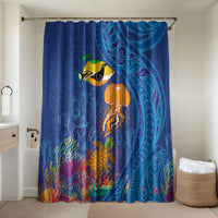 Hawaiian Funny Fruits Sea Animals Bathroom Set Mango Reef Triggerfish and Pineapple Turtle and Mandarin Jellyfish