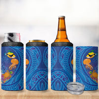 Hawaiian Funny Fruits Sea Animals 4 in 1 Can Cooler Tumbler Mango Reef Triggerfish and Pineapple Turtle and Mandarin Jellyfish