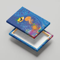 Hawaiian Funny Fruits Sea Animals Canvas Wall Art Mango Reef Triggerfish and Pineapple Turtle and Mandarin Jellyfish