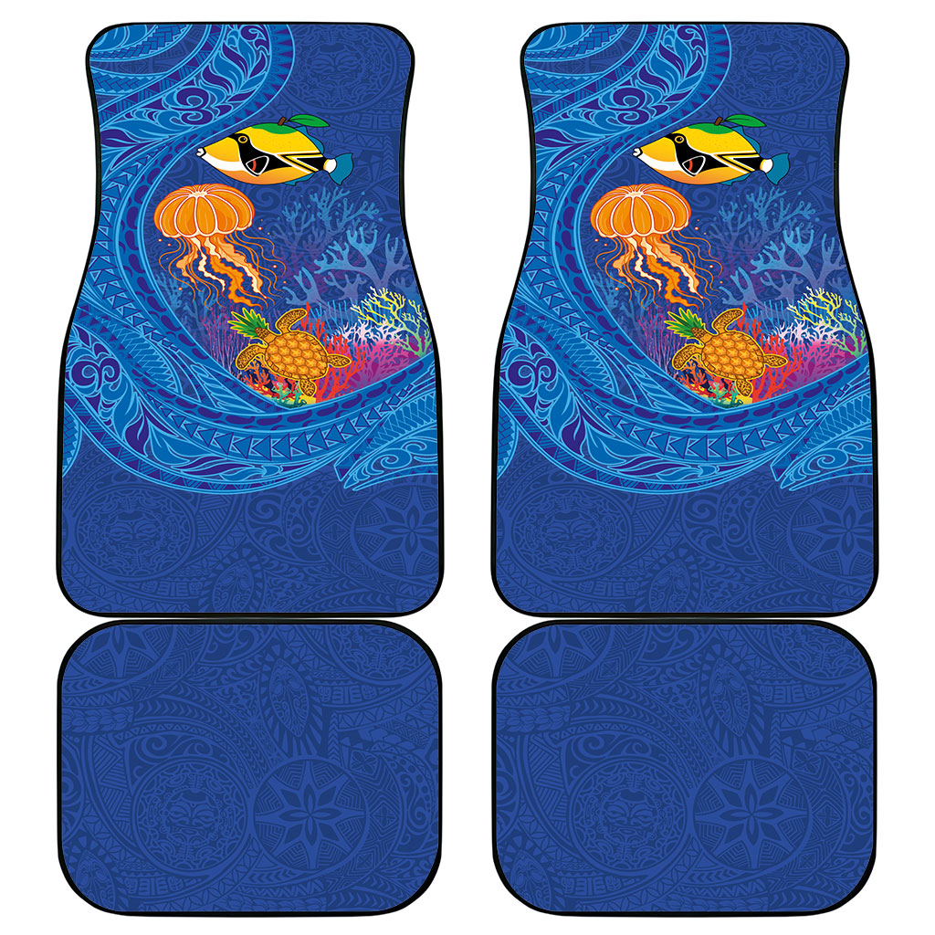 Hawaiian Funny Fruits Sea Animals Car Mats Mango Reef Triggerfish and Pineapple Turtle and Mandarin Jellyfish