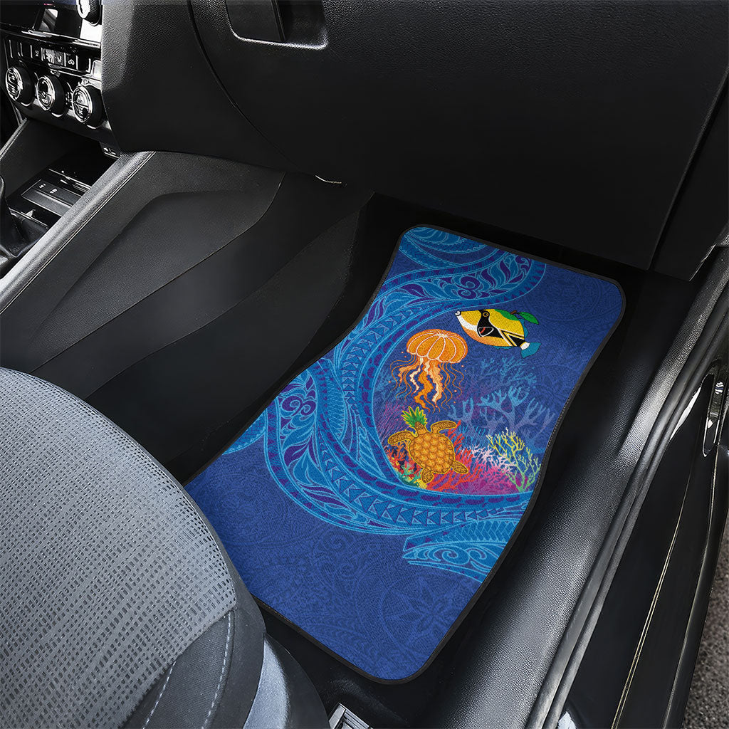 Hawaiian Funny Fruits Sea Animals Car Mats Mango Reef Triggerfish and Pineapple Turtle and Mandarin Jellyfish