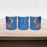 Hawaiian Funny Fruits Sea Animals Ceramic Mug Mango Reef Triggerfish and Pineapple Turtle and Mandarin Jellyfish