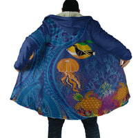 Hawaiian Funny Fruits Sea Animals Cloak Mango Reef Triggerfish and Pineapple Turtle and Mandarin Jellyfish