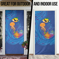 Hawaiian Funny Fruits Sea Animals Door Cover Mango Reef Triggerfish and Pineapple Turtle and Mandarin Jellyfish