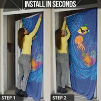 Hawaiian Funny Fruits Sea Animals Door Cover Mango Reef Triggerfish and Pineapple Turtle and Mandarin Jellyfish