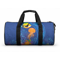 Hawaiian Funny Fruits Sea Animals Duffle Bag Mango Reef Triggerfish and Pineapple Turtle and Mandarin Jellyfish