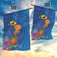 Hawaiian Funny Fruits Sea Animals Garden Flag Mango Reef Triggerfish and Pineapple Turtle and Mandarin Jellyfish