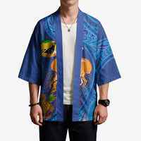 Hawaiian Funny Fruits Sea Animals Kimono Mango Reef Triggerfish and Pineapple Turtle and Mandarin Jellyfish