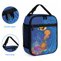 Hawaiian Funny Fruits Sea Animals Lunch Bag Mango Reef Triggerfish and Pineapple Turtle and Mandarin Jellyfish