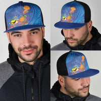 Hawaiian Funny Fruits Sea Animals Mesh Trucker Cap Mango Reef Triggerfish and Pineapple Turtle and Mandarin Jellyfish