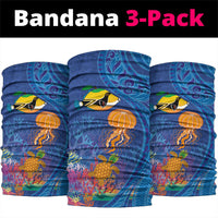 Hawaiian Funny Fruits Sea Animals Neck Gaiter Mango Reef Triggerfish and Pineapple Turtle and Mandarin Jellyfish
