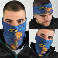 Hawaiian Funny Fruits Sea Animals Neck Gaiter Mango Reef Triggerfish and Pineapple Turtle and Mandarin Jellyfish