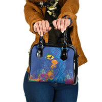 Hawaiian Funny Fruits Sea Animals Shoulder Handbag Mango Reef Triggerfish and Pineapple Turtle and Mandarin Jellyfish